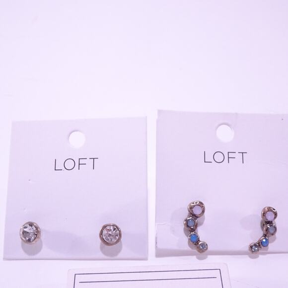 Ann Taylor Stud Ombre Blue Ear Climbers Nordstrom Hoop Earrings Set of 4 NWT 98 - Picture 9 of 11